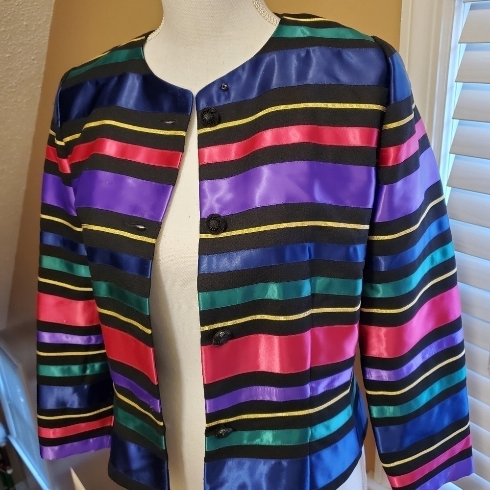 Talbots Striped Button Front Blazer Size 4, Class… - image 7